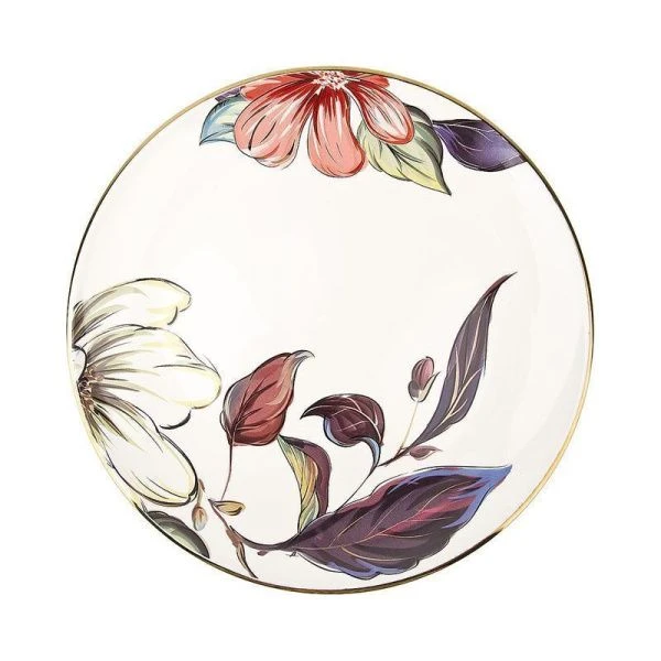 Тарелка мелкая 28*28*3см фарфор отводка золотом ОЛЕАНДР (12)