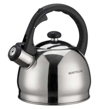 Чайник со свистком 1,8л нерж.сталь зеркальный, черная ручка (12)