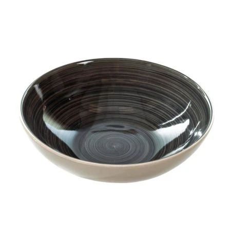 Тарелка глубокая 590мл 18см керамика Аэрография СЕРЕБРО (6/36)