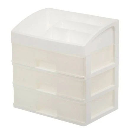 Органайзер для косметики 3 ящика 258*178*267мм пластик белый/перламутр (4)