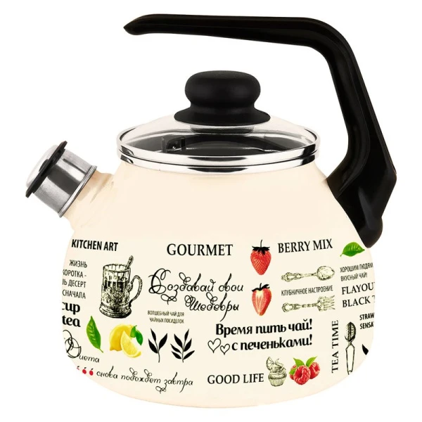Чайник со свистком 3л эмаль ШЕДЕВРЫ ТМ Appetite 4с209я (10)