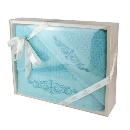 Набор полотенец махровые 2пр 45*90/70*140см с вышивкой Аллюр 41561+41562+K-250