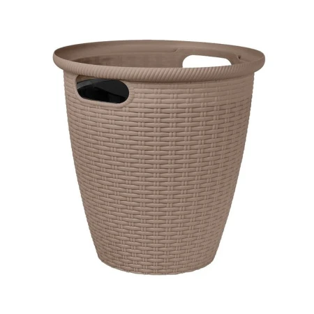 Кашпо 10л 266мм пластик Rattan напольное с внутр. горшком 6л французский платан (12)