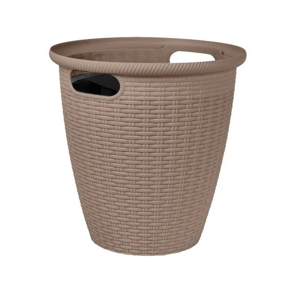Кашпо 10л 266мм пластик Rattan напольное с внутр. горшком 6л французский платан (12)