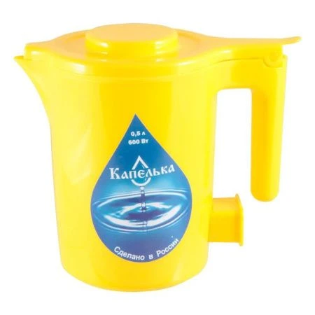 Чайник электрический пластик Капелька 0,5л 600Втжелтый (32)