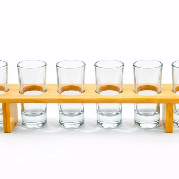 Стопки набор 7пр 50мл 10*4см стекло/дерево подар.уп CB-154/JC-18271 (12)