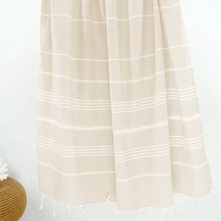 Полотенце пештемаль 100% хлопок 90*150см с кисточками SULTAN бежевый