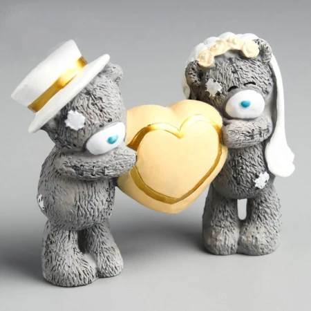 Фигурка Медвежата Me to you свадебные с большим сердцем полистоун 8*10см 4518173