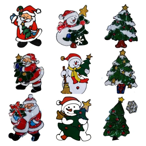 Наклейка новогодняя на окно Дед Мороз/Снеговик/Елка 20*15см силикон микс JC-16569 (600) Наклейка новогодняя на окно Дед Мороз/Снеговик/Елка 20*15см силикон микс JC-16569 (600)