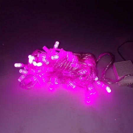 Гирлянда эл. 10м (70 диодов led, прозрач.провод) (розовый) 8002/JC-10227 (100)
