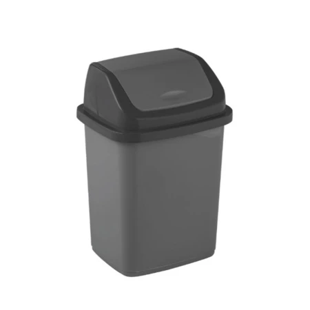 Контейнер для мусора 5л 19*15*21см пластик КОМФОРТ графит с подвижной крышкой (27)