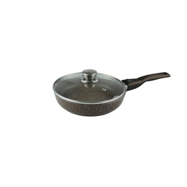 Сковорода 20см алюминий АП АЛТАЙ стекл.крышка съемная ручка soft-touch Мрамор (8)