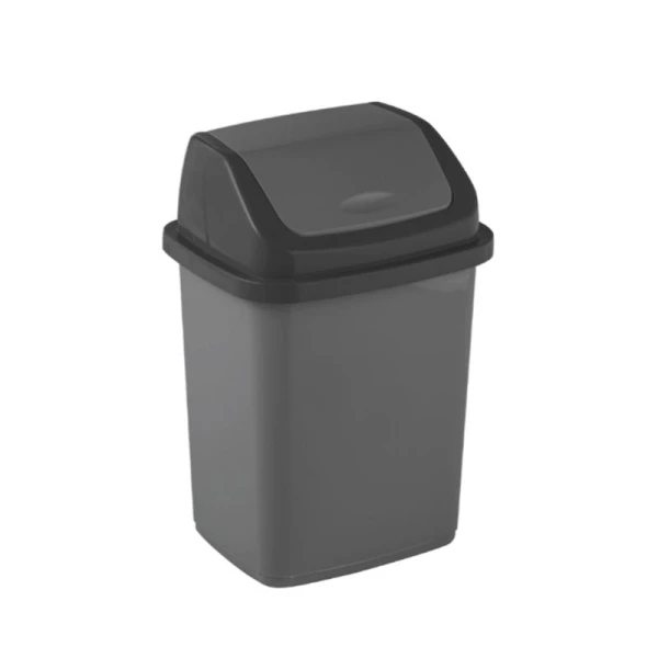 Контейнер для мусора 5л 19*15*21см пластик КОМФОРТ графит с подвижной крышкой (27)