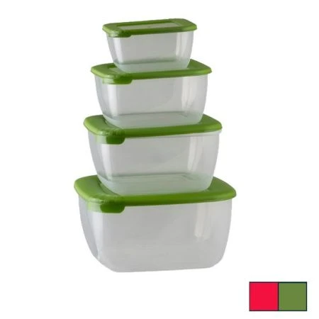 Контейнер пищевой набор 4пр 0,46/0,95/1,5/2,5л пластик ЛАЙТ квадратный (18)