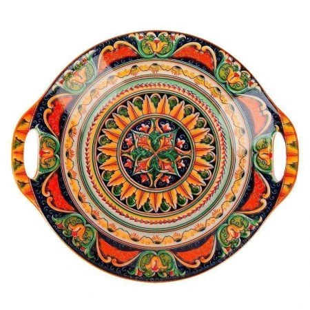 Блюдо 22,5*20см фарфор ARABESQUE оранжевый с ручками (36)
