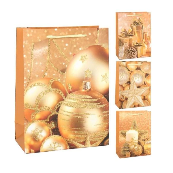 Пакет новогодний бумажный 18*24*8,5см микс (12/720)