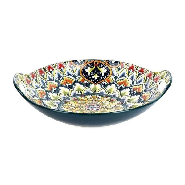 Блюдо 22,5*20,5*4,5см фарфор Arabesque зеленый с ручками (36) ВЫВОД