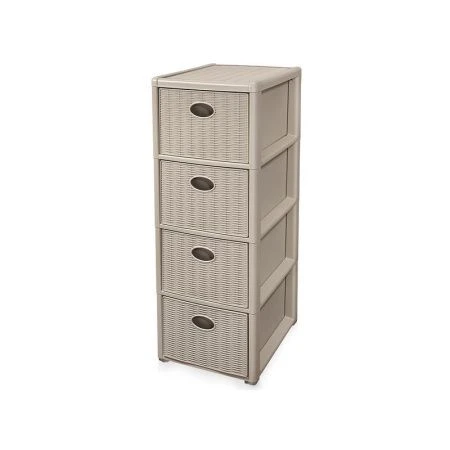 Комод 4-х секционный 38,5*29*80,5см пластик ЭЛЕГАНС Мини бежевый (1)