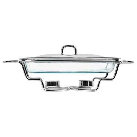 Мармит 2л стекло прямоугольный с мет.крышкой на мет.подставке, 2 свечи 46,5см LARA LR12-15 (1)