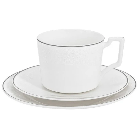 Чайный набор 21пр фарфор АЙВОРИ на 6 персон 300мл белый с серебристым кантом AL-22-013/21-E5 (2)
