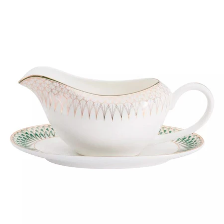 Столовый набор 27пр фарфор ИЗУМРУД на 6 персон бело-зеленый с золотистым кантом AL-1005/27-E11 (2)