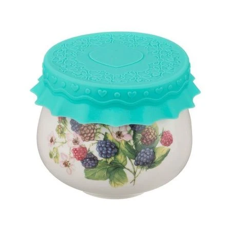 Банка для меда и варенья 180мл 8*7см фарфор с силиконовой крышкой (72)