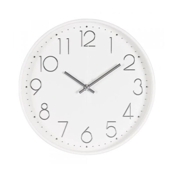 Часы настенные 30см пластик РУБИН Классика белый с серебром (10)