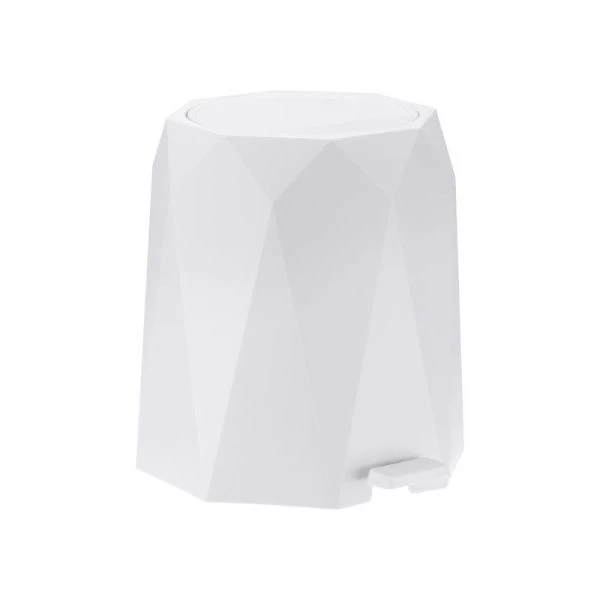 Контейнер для мусора 4,5л пластик ПРИЗМА белый с педалью (3)