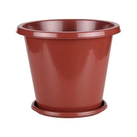 Горшок цветочный 3л пластик ЭКОНОМ с поддоном коричневый (30)
