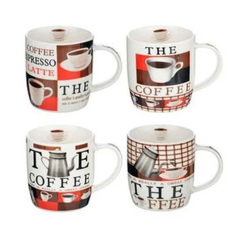 Кружка 350мл фарфор КАПУЧИНО 4 дизайна (48)