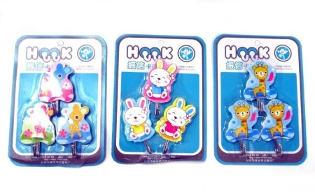 Набор крючков пластик 3шт. самоклеящихся фигурные Животные JC-359 ZX-8851(160)