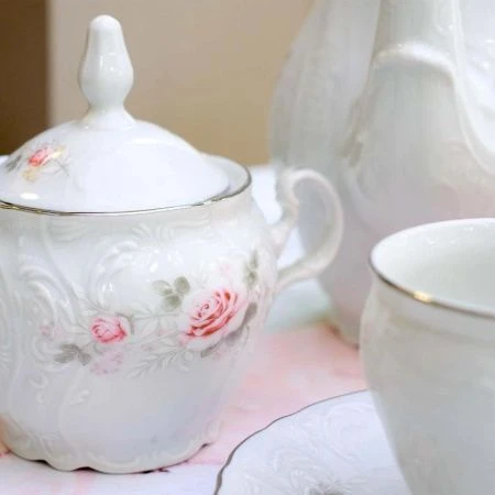 Кофейный набор 17пр фарфор БЕРНАДОТТ СЕРАЯ РОЗА платина 53300S115396021 ВЫВОД