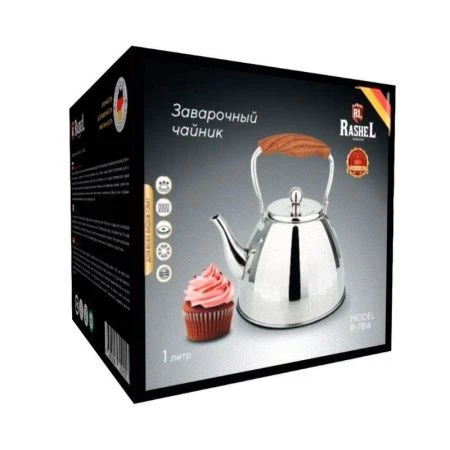 Чайник заварочный 1л нерж.сталь подвиж.ручка soft touch с имит.дерева, капс.дно (12)