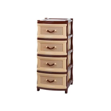 Комод 4-х секционный 40*48*98см пластик КЛАССИКА сетка бежевый