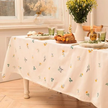 Скатерть 100%хлопок/рогожка 146*220+/-2см Полевые цветочки 176 г/м2