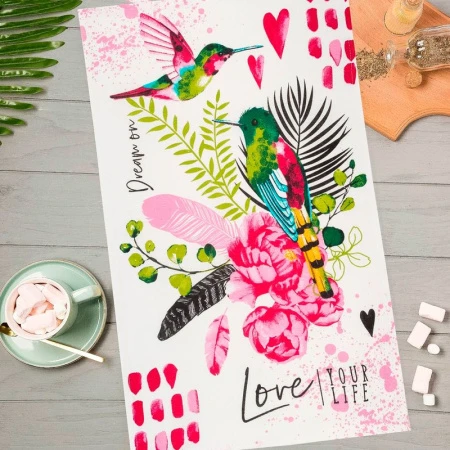 Полотенце кухонное 35*60см рогожка СЧАСТЛИВЫЕ ПТИЧКИ 160г/м2