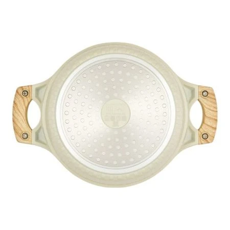 Кастрюля 2,4л h9,4см алюминий АП RAN со стекл.крышкой и силик.ободком 20см индукция бежевая (6)