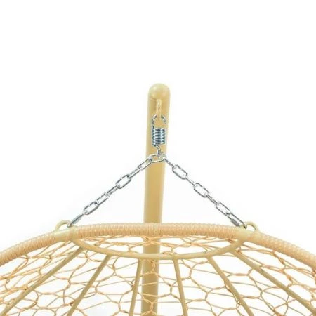 Кресло подвесное ДОБРЫНЯ Home с ротангом металл бежевое,корич.подушка 180*145*190см (max нагр.200кг)