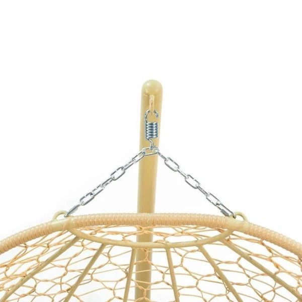 Кресло подвесное ДОБРЫНЯ Home с ротангом металл бежевое,корич.подушка 180*145*190см (max нагр.200кг)