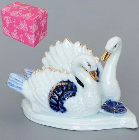 яяяФигурка Два лебедя кобальт 11*6*7см (72)