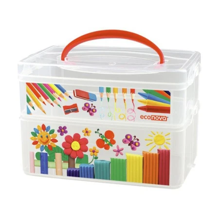 Контейнер для хранения 24,5*16*16,5см пластик ART BOX 2 секции с ручкой и декором ЭКОНОВА (9/4) Контейнер для хранения 24,5*16*16,5см пластик ART BOX 2 секции с ручкой и декором ЭКОНОВА (9/4)