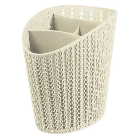 Сушилка для столовых приборов 19*11*15см пластик ВЯЗАНИЕ белый ротанг (24)