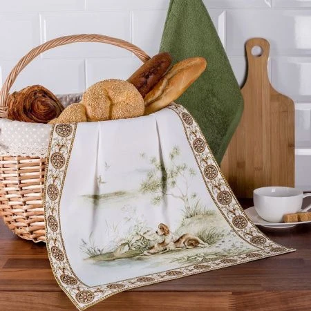 яяяНабор полотенец 2пр твил+махра 40*40/40*70 ОХОТА зеленое