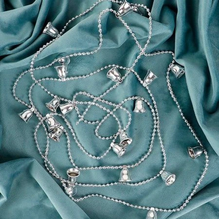 Новогоднее украшение бусы на ёлку серебряные  "Колокольчики" НУ-6742