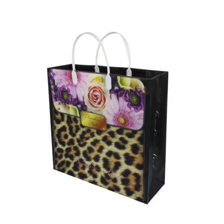 Пакет с пластиковой ручкой полиэтилен 30*30*10см Цветочный кейс 19/104 (20/200)