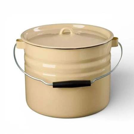 Ведро 12л эмаль с крышкой цилиндр. без рисунка кремовое С-1224Ц (2)