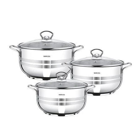 Набор кастрюль 3пр 1,8/2,5/3,1л нерж.сталь МОДЕРН стекл.крышки 16/18/20см