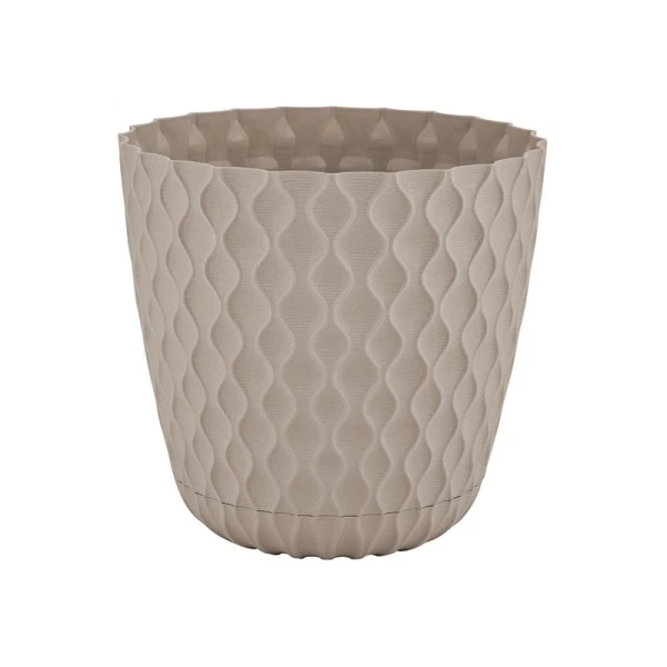 Горшок для цветов 1,4л d145мм пластик Wave с дренажной сеткой, съем.поддоном французский платан (10)