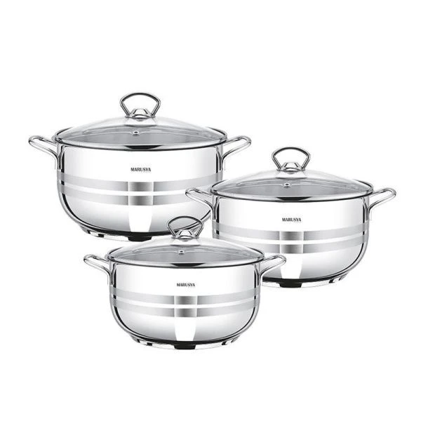 Набор кастрюль 3пр 1,8/2,5/3,1л нерж.сталь МОДЕРН стекл.крышки 16/18/20см
