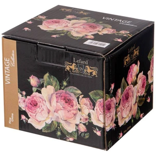 Сахарница 400мл фарфор ВИНТАЖ.ПИОНЫ черная (24)